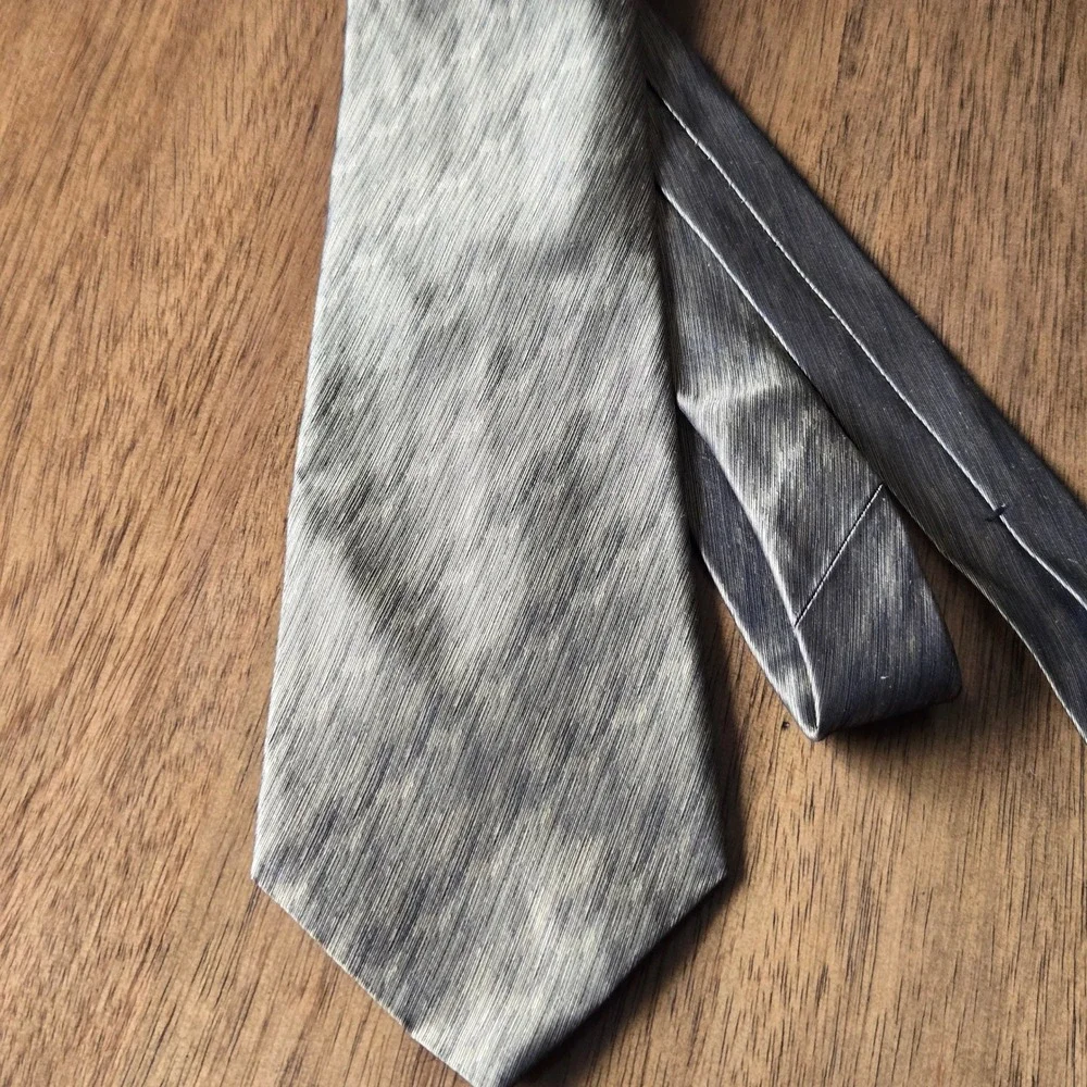 Burma Bibas Mens Silk Necktie Gold Bronze Black Textured Metallic Made in USA